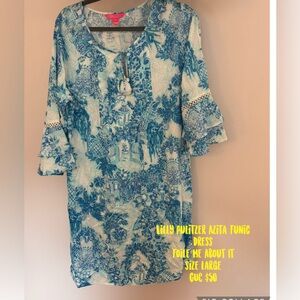 Lilly Pulitzer Blue and White Floral Tunic